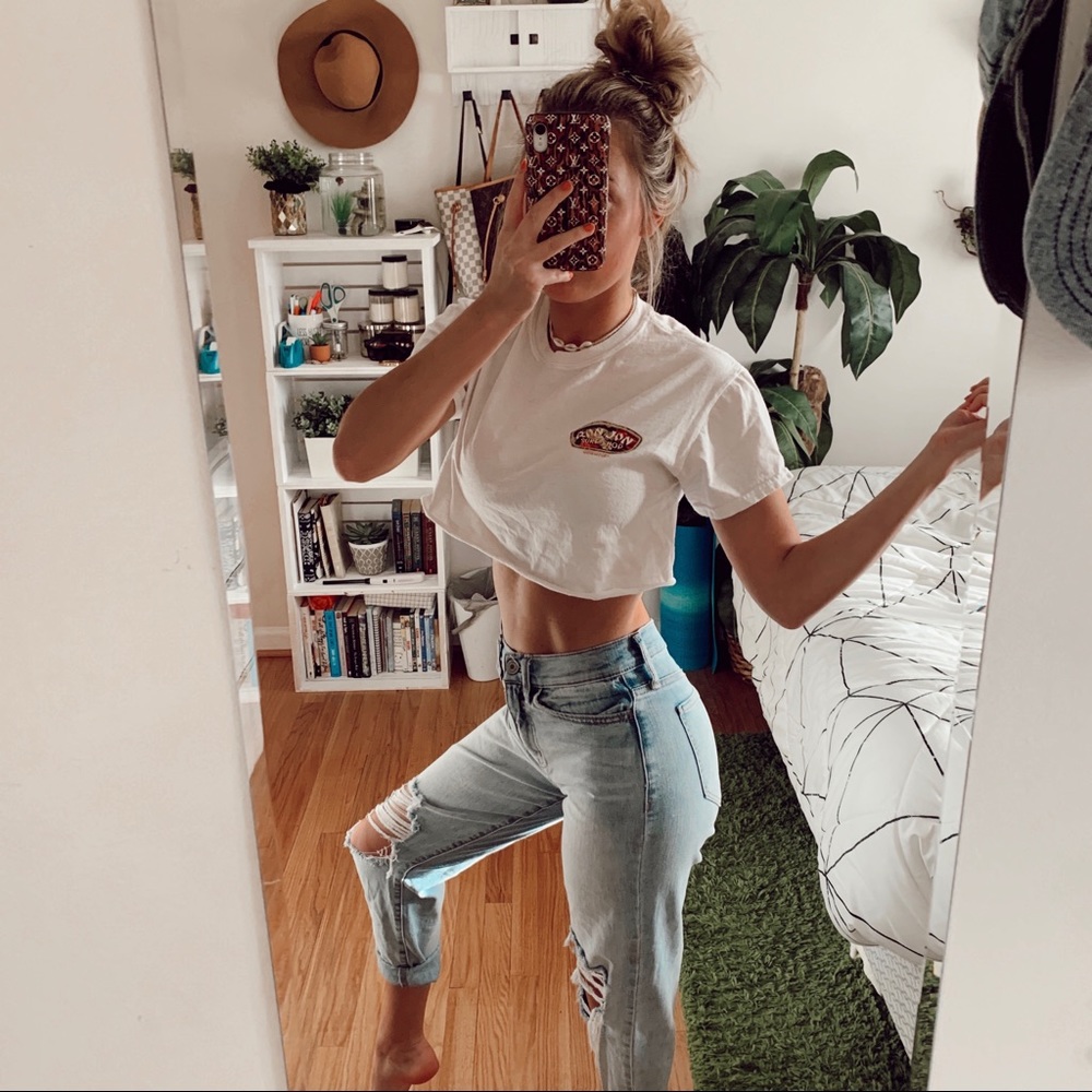 Vintage/Distressed Style Cropped Ron Jon Shirt